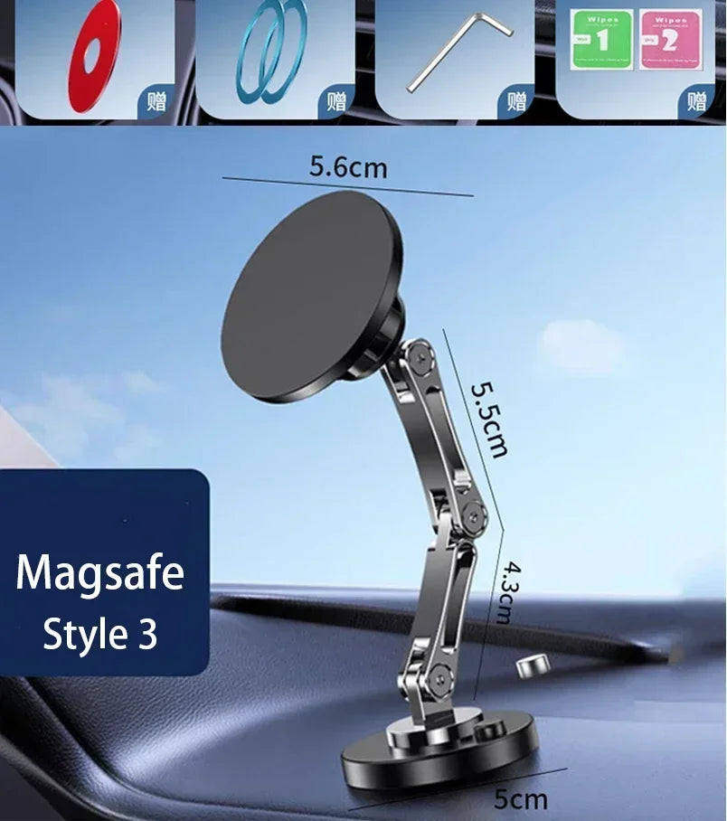 Magsafe 360° Rotate Metal Magnetic Car Phone Holder Foldable Phone Stand Air Vent Magnet Mount GPS Support For All phone