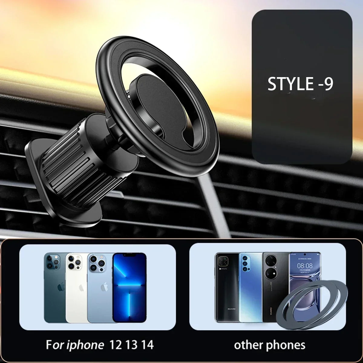 Magsafe 360° Rotate Metal Magnetic Car Phone Holder Foldable Phone Stand Air Vent Magnet Mount GPS Support For All phone