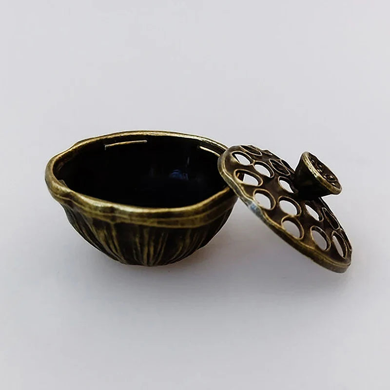 New 1PC Alloy Incense Burner Chinese Buddha Lotus Flower Incense Holder Handmade Censer For Buddhist Home Office Decoration