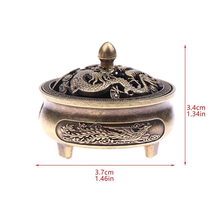 New 1PC Alloy Incense Burner Chinese Buddha Lotus Flower Incense Holder Handmade Censer For Buddhist Home Office Decoration