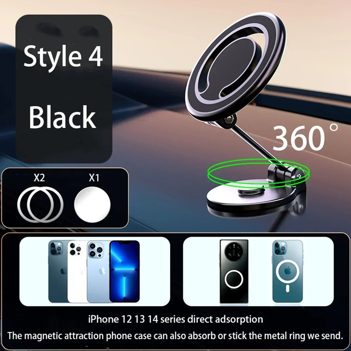 Magsafe 360° Rotate Metal Magnetic Car Phone Holder Foldable Phone Stand Air Vent Magnet Mount GPS Support For All phone